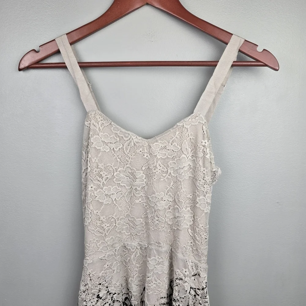 FREE PEOPLE Flocked Velvet Lace Sweetheart Strappy Mini Dress Cream Womens Sz SP